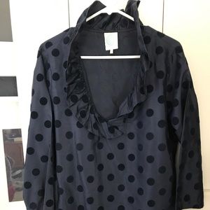 Devon Baer silk ruffle tunic top xl